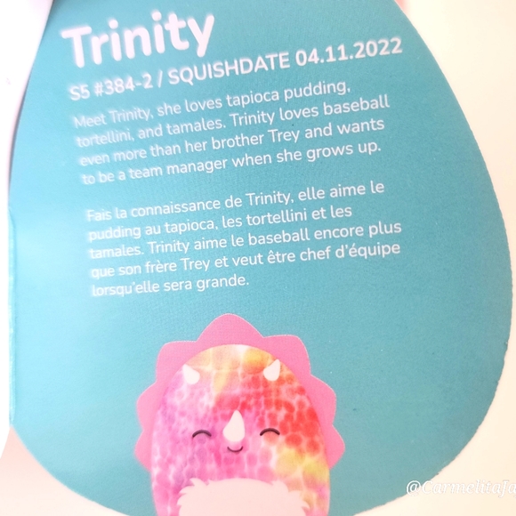 TRINITY 🦖 Pink Tie Dyed Triceratops Original Squishmallows by Kelly Toy ☆》NWT《☆ - Picture 4 of 7